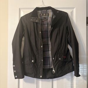 Barbour Black Utility Jacket with Plaid Lining